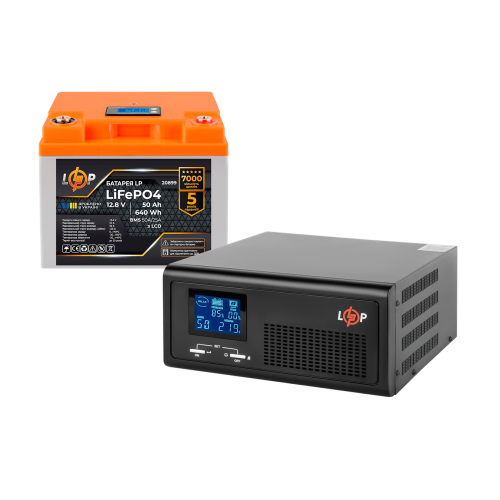Комплект резервного живлення LP (LogicPower) ДБЖ + літієва (LiFePO4) батарея (UPS B1000+ АКБ LiFePO4 640Wh)
