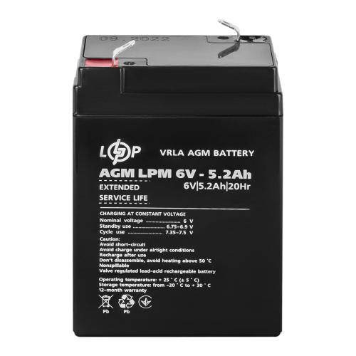 Акумулятор AGM LPM 6V - 5.2 Ah