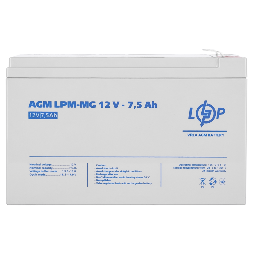 Акумулятор мультигелевий LPM-MG 12V - 7.5 Ah