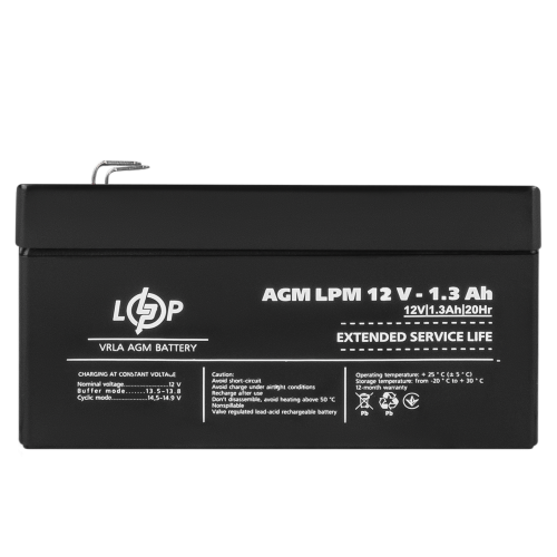 Акумулятор AGM LPM 12V - 1.3 Ah