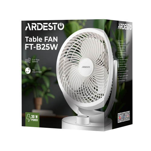 Вентилятор настільний ARDESTO FT-B25W з механічним керуванням