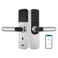 Замок біометричний автономний Trinix TRL-5204BTF Silver з Bluetooth, зчитувачем відбитків пальців і карт Mifare