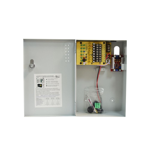 Блок бесперебойного питания BBG-1210/8 PoE 100W для видеонаблюдения 8x12В, 1x48В, 10А под 18Ач аккумулятор