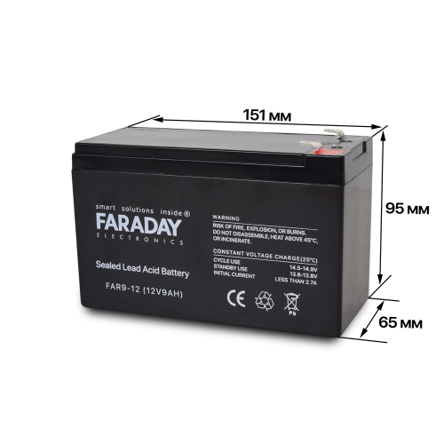 Акумулятор 12В 9 Аг для ДБЖ Faraday Electronics FAR9-12