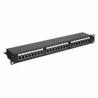 Патч-панель 24 порты FTP кат. 5E 19" 1U екранована, черная