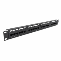 Патч-панель 24 порти UTP кат. 6 19" 1U неекранована, чорна