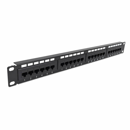 Патч-панель 24 порти UTP кат. 6 19" 1U неекранована, чорна