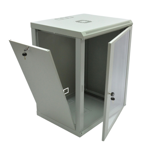 Шафа серверна SteelNet 18U 600 x 600 для мережевого обладнання (скло, сірий)