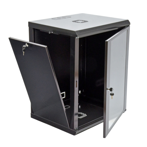 Шафа серверна SteelNet 18U 600 x 600 для мережевого обладнання (скло, чорний)