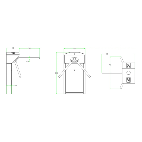 Турникет-трипод ZKTeco TS1022 Pro с контроллером, считывателем отпечатка пальца и RFID карт