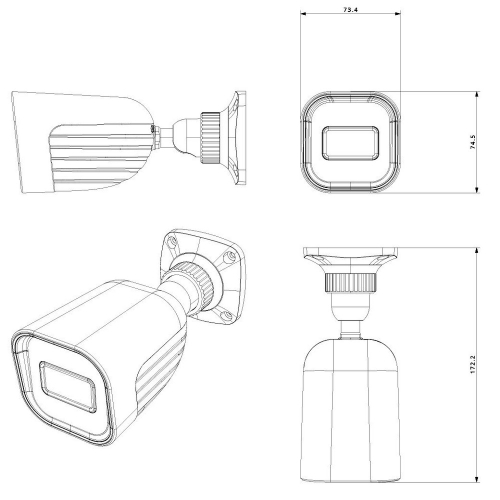 IP-відеокамера 2 Мп Provision-ISR BSH-320IPSN-28 (2.8 мм) з вбудованим мікрофоном і відеоаналітикою для системи відеонагляду