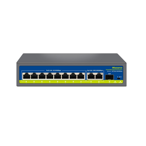 Керований PoE-комутатор Hisource Hi-S21-8FP2G1S з 8 портами PoE