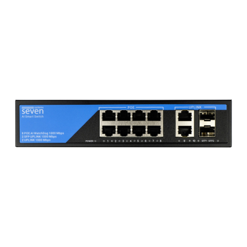 Гігабітний PoE комутатор 8 портів SEVEN P-7328FG-2SFP