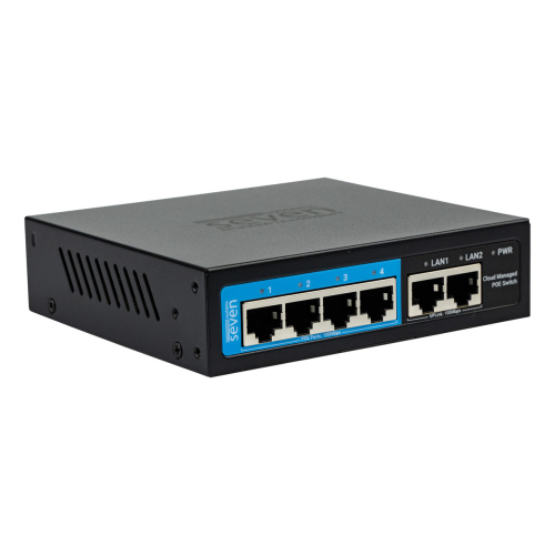 Облачно управляемый 6-ти портовый PoE коммутатор SEVEN PS204D-12V (Cloud POE: 4, UP: 2)