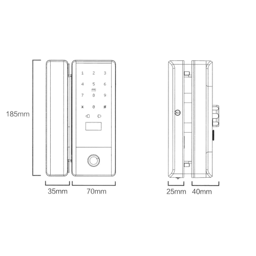 Умный биометрический замок на стеклянную дверь SEVEN LOCK SL-7776BF black