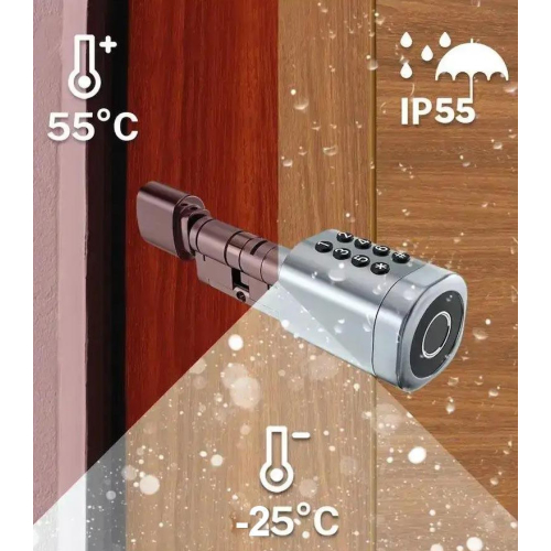 Розумний дверний біометричний замок (циліндр) SEVEN LOCK SL-7774BF silver (35-90 мм)