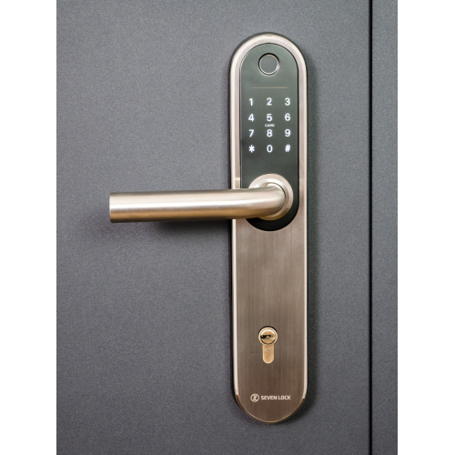 Розумний дверний біометричний замок SEVEN LOCK SL-7768BF (85мм) silver