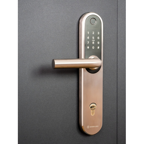 Розумний дверний біометричний замок SEVEN LOCK SL-7768BF (85мм) silver