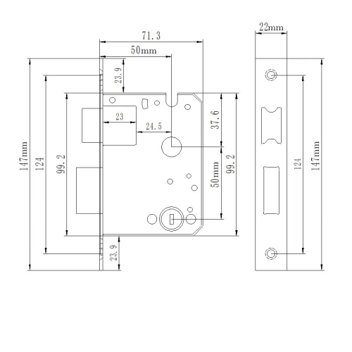 Розумний дверний біометричний замок SEVEN LOCK SL-7740BF black (врізна частина 5050)