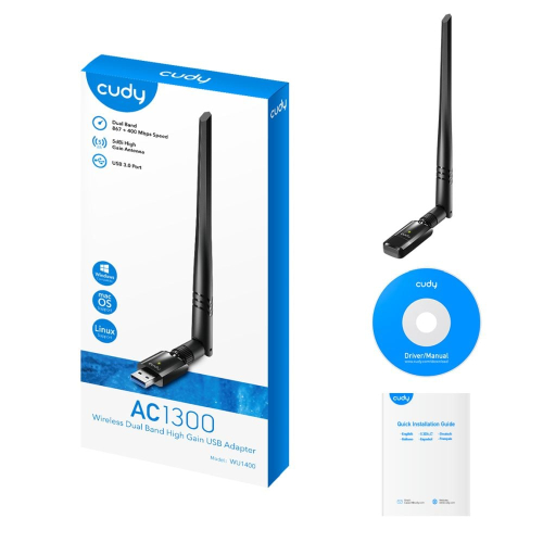 Адаптер WiFi 5 Cudy WU1400 двухдиапазонный с USB 3.0