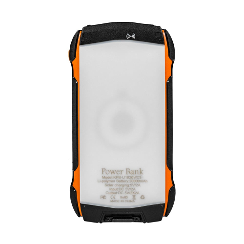 Повербанк з сонячною панеллю 20000mAh Power Bank Kraft KPB-U1820WCS Orange бездротова зарядка