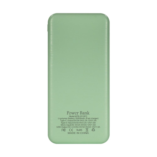 Повербанк 10000mAh Power Bank Kraft KPB-2010FC Green 22.5W QC3.0