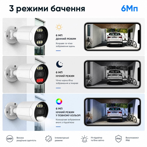 IP-видеокамера с WiFi 2.4/5GHz 6Mp Light Vision VLC-5206WI(Tuya) f=3.6mm, ИК+LED-подсветка, с микрофоном