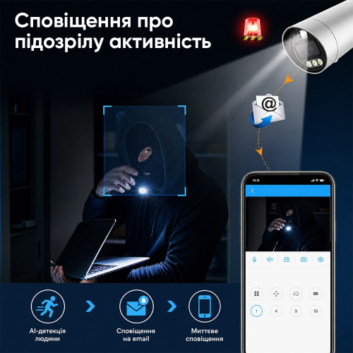 IP-видеокамера с WiFi 8Mp Light Vision VLC-5208WI(ICSee) f=3.6mm, ИК+LED-подсветка, с микрофоном