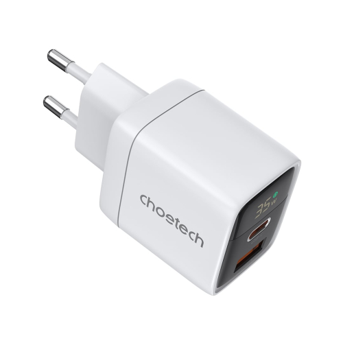 Мережевий зарядний пристрій Choetech PD6052 PD35W GAN A+C White