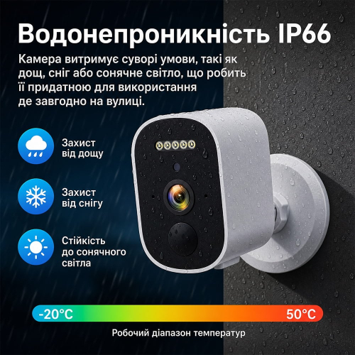 Автономная WiFi 2.4/5GHz IP-видеокамера 3Mp Light Vision VLC-03IB(CamHi) White, f=3.6mm, на аккумуляторных батареях 4000mAh