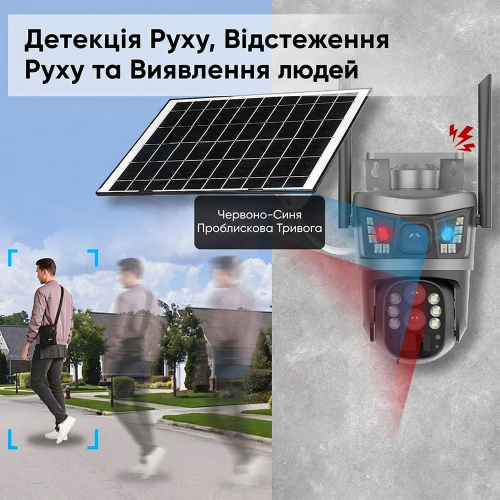 IP PTZ-видеокамера автономная с 4G и солнечной панелью 3Mp+3Mp Light Vision VLC-9530IG10Z/2C3S (Solar) f=4+8mm, на аккумуляторных батареях