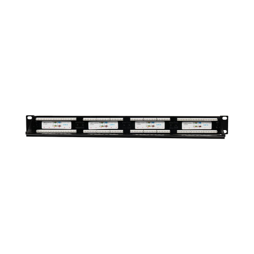 Патч-панель 24 порти NVC-PN-01/24 CAT5/CAT6 19" 1U неекранована, з заднім організатором кабелю