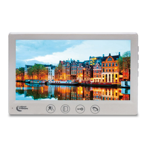 Комплект видеодомофона Light Vision с видеокамерой: домофон 7" AMSTERDAM FHD White, видеопанель 2Mp RIO FHD Grey, MHD-видеокамера 2Mp VLC-1192WFM Graphite