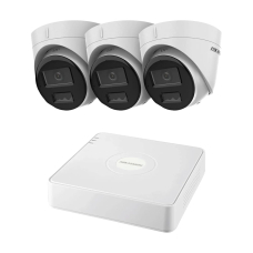 Комплект IP-відеонагляду на 3 камери Hikvision IP-Video Kit 3x2Mp (T) Mic DualLight: 3 купольні 2Mp відеокамери + 4-канальний 6Mp відеореєстратор