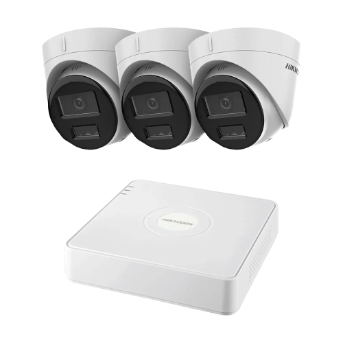Комплект IP-видеонаблюдения на 3 камеры Hikvision IP-Video Kit 3x2Mp (T) Mic DualLight: 3 купольные 2Mp видеокамеры + 4-канальный 6Mp видеорегистратор
