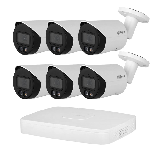Комплект видеонаблюдения на 6 камер Dahua XVR-Video Kit 6x4Mp (B): 6 цилиндрических 4Mp IP-видеокамер + 5Mp XVR-видеорегистратор 4+2 IP канала