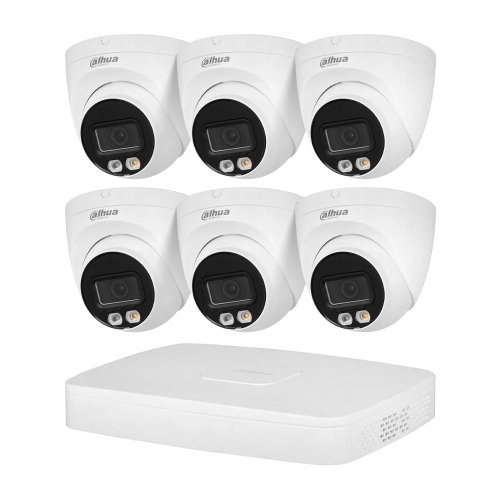 Комплект видеонаблюдения на 6 камер Dahua XVR-Video Kit 6x4Mp (T): 6 купольных 4Mp IP-видеокамер + 5Mp XVR-видеорегистратор 4+2 IP канала