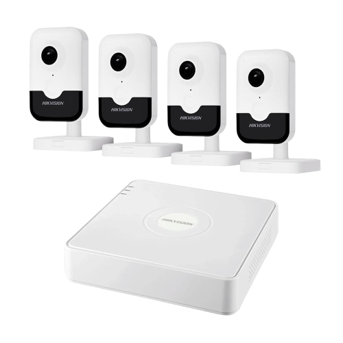 Комплект IP-видеонаблюдения на 4 камеры Hikvision IP-Video Kit 4x4Mp (C) Mic WiFi: 4 внутренние 4Mp Wi-Fi видеокамеры + 4-канальный 6Mp видеорегистратор