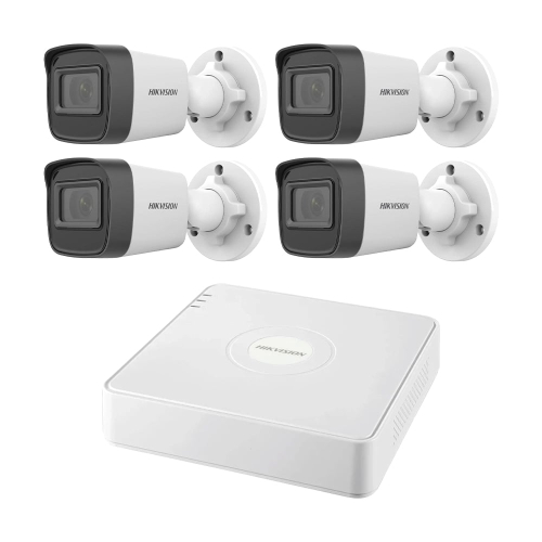Комплект IP-видеонаблюдения на 4 камеры Hikvision IP-Video Kit 4x2Mp (B): 4 цилиндрические 2Mp видеокамеры + 4-канальный 6Mp видеорегистратор