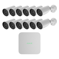 Комплект IP-видеонаблюдения на 12 камер Ajax IP-Video Kit 12x5Mp/2.8mm (BW): 12 цилиндрических 5Mp видеокамер + 16-канальный 8Mp видеорегистратор