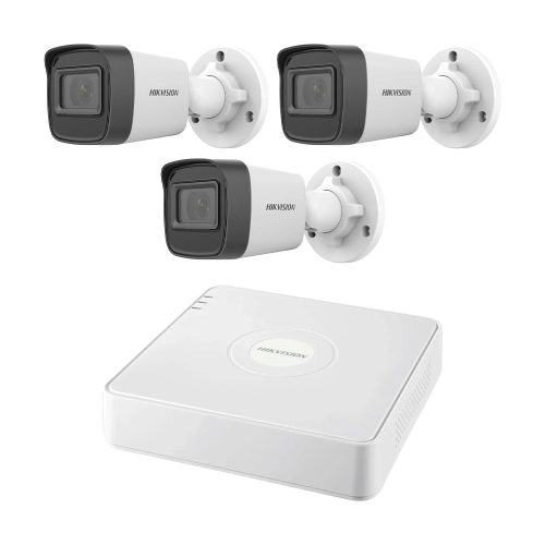 Комплект IP-видеонаблюдения на 3 камеры Hikvision IP-Video Kit 3x2Mp (B): 3 цилиндрические 2Mp видеокамеры + 4-канальный 6Mp видеорегистратор