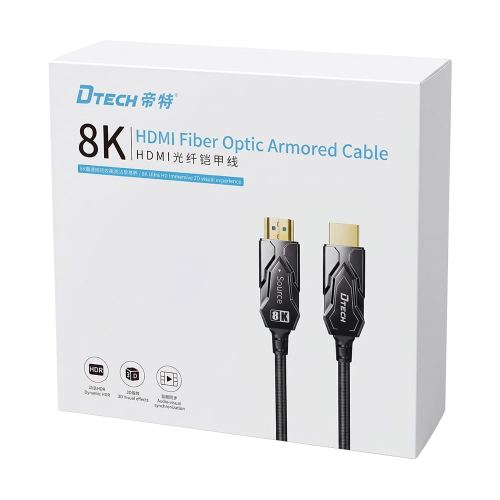 Кабель оптичний армований HDMI 2.1 50m Dtech DT-HF8050BK
