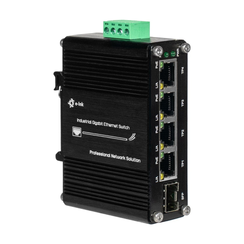 PoE-комутатор 5-портовий E-LINK LNK-IMC104GP-SFP IN 12-48V