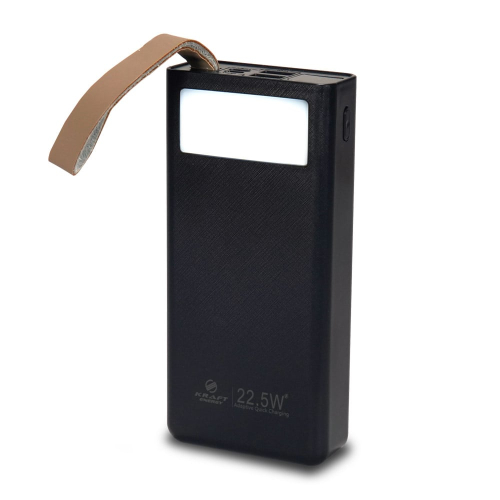 Повербанк 20000mAh Power Bank Kraft TPB-2320 Black 22.5W QC3.0 LED-ліхтар