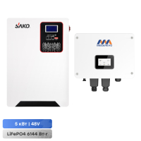 Комплект резервного живлення: гібридний інвертор 5kW Megarevo й акумуляторна батарея 51.2В 6144Втг Sako Li-Sun series LiFePo4
