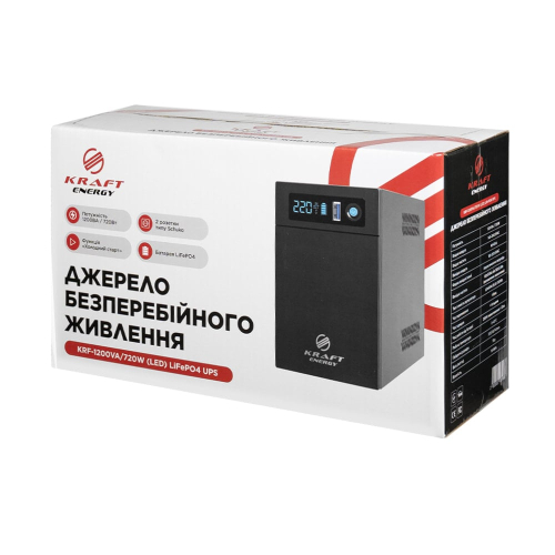 Источник бесперебойного питания Kraft KRF-1200VA/720W(LED)LiFePO4 UPS