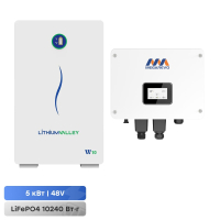 Комплект резервного живлення 5kW 10.24kWh: гібридний інвертор для сонячних панелей Megarevo 05KL1D і акумуляторна батарея 51.2V 200Ah Lithium Valley W10-5A