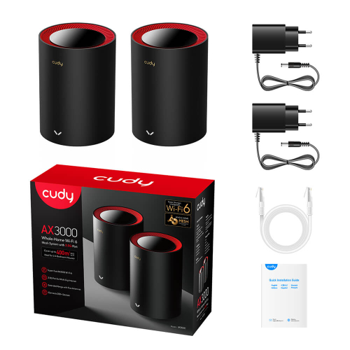 Маршрутизатор WiFi Mesh-система WiFi 6 2.5G Cudy M3000 (2-Pack) 2 штуки двухдиапазонные