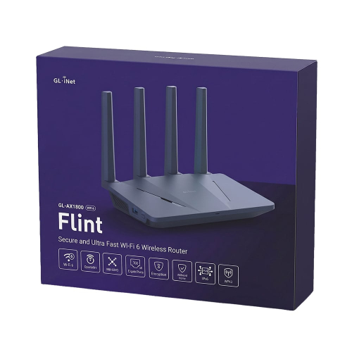 WiFi 6 маршрутизатор GL.iNet Flint (GL-AX1800-EU) гігабітний дводіапазонний