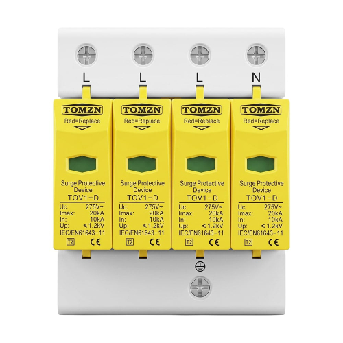 Обмежувач напруги TOMZN TOV1-20/4P 275V AC 10-20kA під DIN-рейку 4 полюси